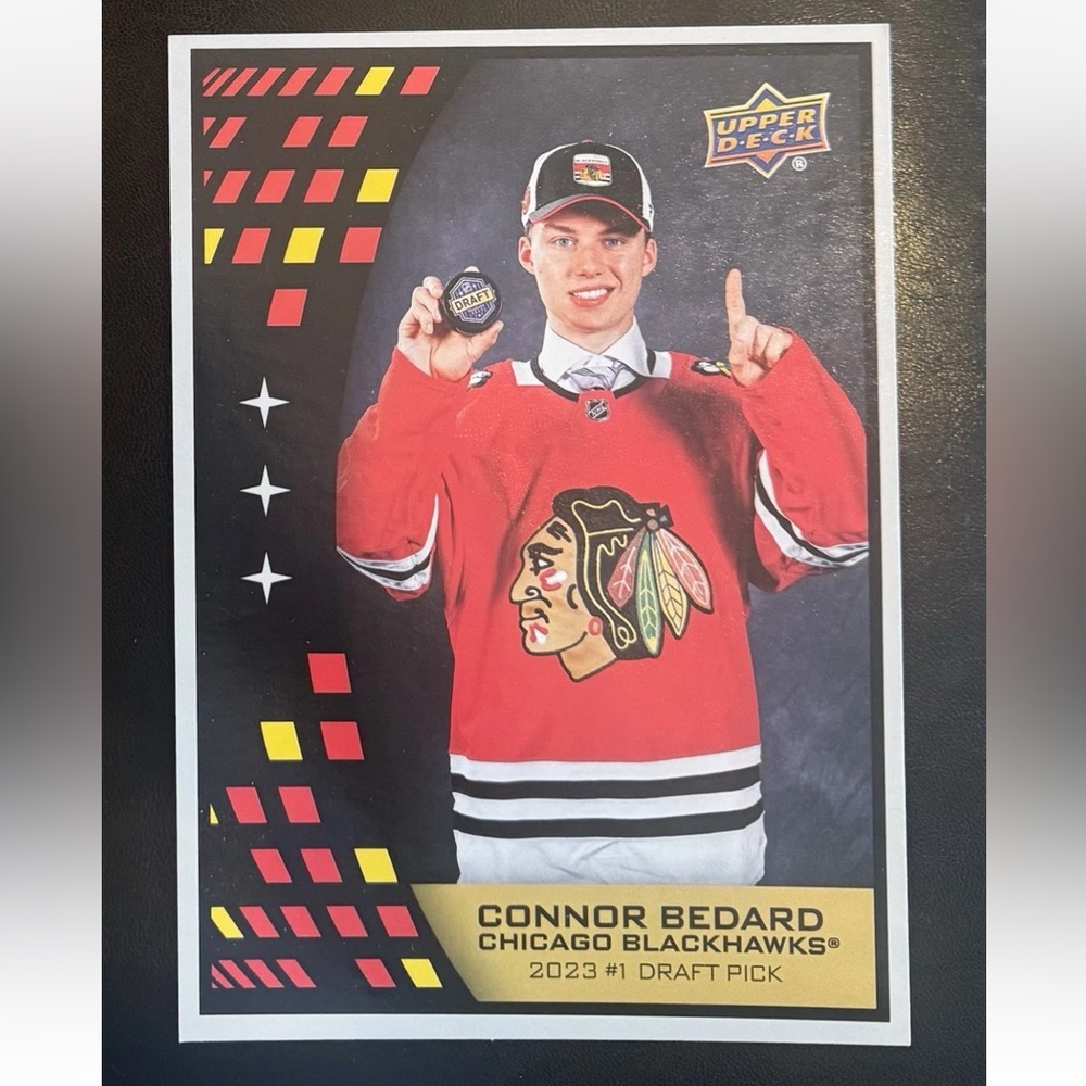 Connor Bedard 2023/24 Upper Deck Chicago Blackhawks Jumbo Rookie RC Hockey Card